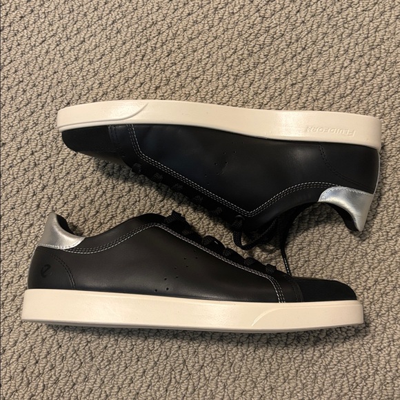 NWB Ecco Black Pure Silver Street Lite Lace Up Shoes Size 40 Made in Portugal - Picture 7 of 8